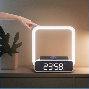 Modern White Alarm Clock with Snooze Function